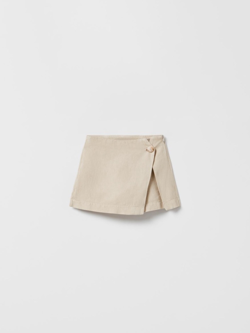 Zara Neutral Wrap Mini Skirt in Light Beige